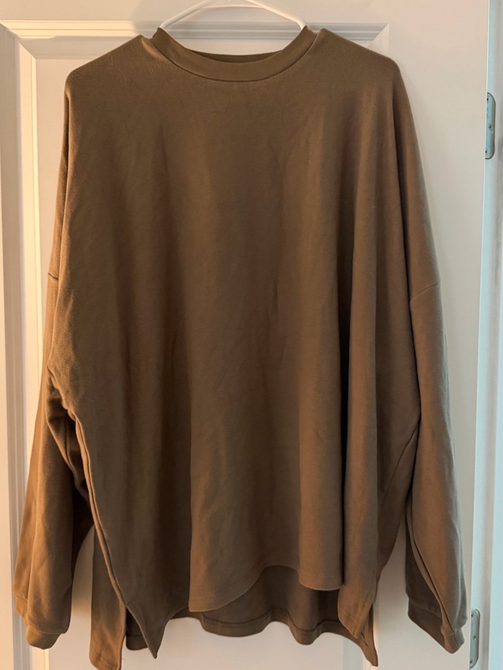 Worth Collective Olive Brown Lounge Set - Oversized Sweatshirt & Wide Leg Pant - Picture 4 of 11